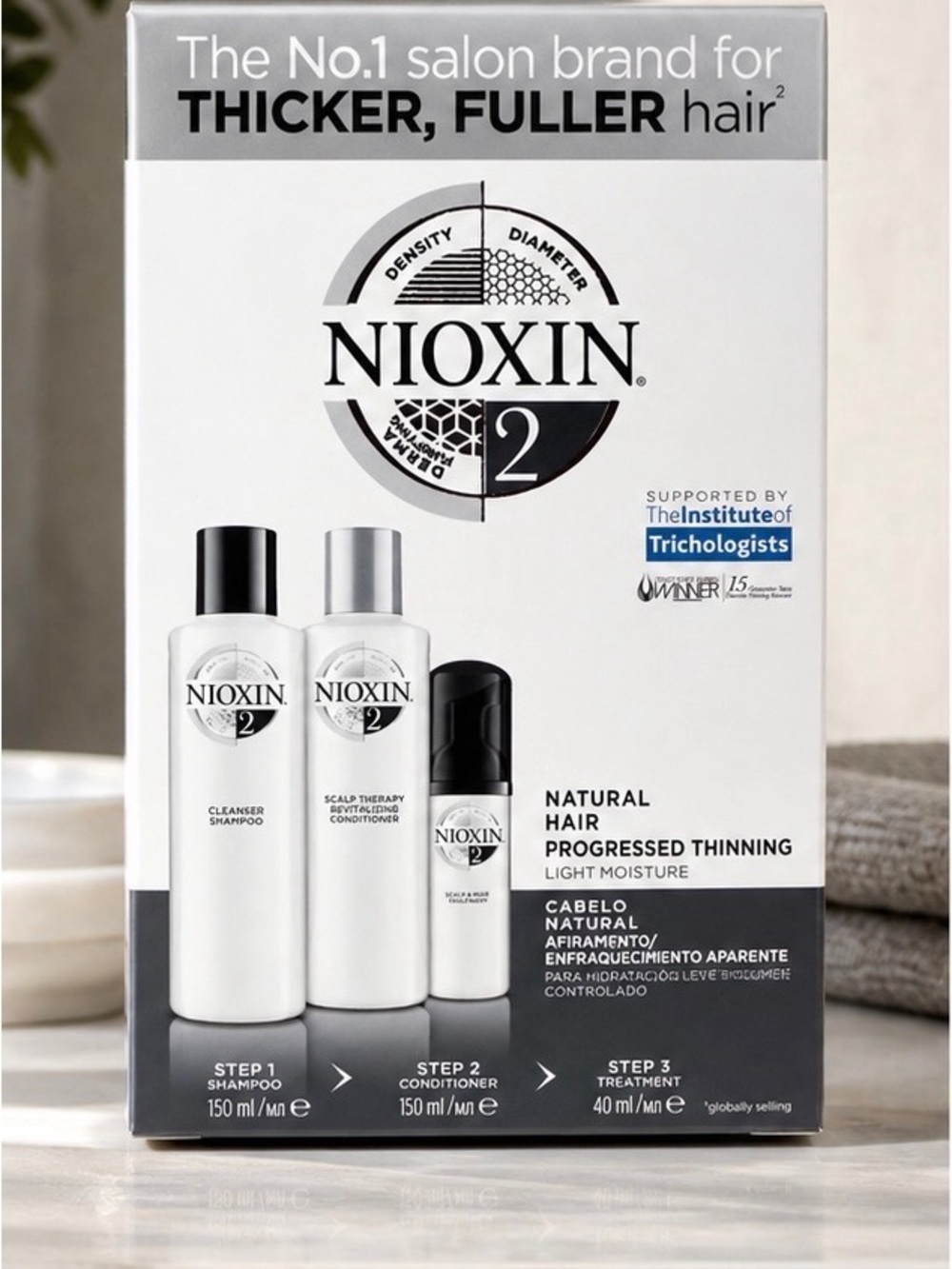 Nioxin System 2 Starter Kit Shampoo Conditioner Treatment Hair Thinning Set
